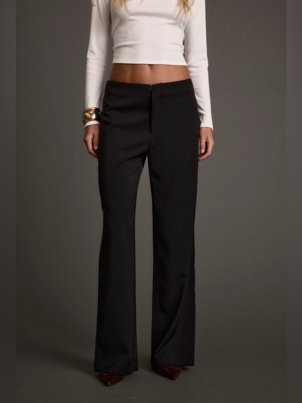12th TRIBE Women's Black Wide-Leg Dress Pants - Classic Tailored Style - Size XL
